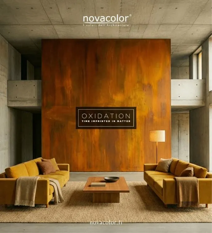Novacolor OXIDATION efektipinnoitteista löytyy aito ruostemaali ja patinoituva kupariefektimaali.